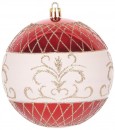 Globuri MagicHome Christmas, 4 buc, rosu, cu ornamente, pe brad, 10 cm