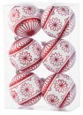 Globuri MagicHome Christmas, 6 buc, 8 cm, rosu - alb, pe brad