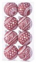 Globuri MagicHome Christmas, 8 buc, 6 cm, rosu cu ornament alb, pe brad