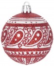 Globuri MagicHome Christmas, 8 buc, 6 cm, rosu cu ornament alb, pe brad