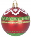 Globuri MagicHome Christmas, 9 buc, rosu - verde, cu decor, pe brad, 6 cm