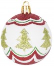 Globuri MagicHome Christmas, 9 buc, rosu - verde, cu decor, pe brad, 6 cm