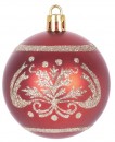 Globuri MagicHome Christmas, 9 buc, rosu cu ornament, pe brad, 6 cm