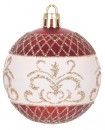 Globuri MagicHome Christmas, 9 buc, rosu cu ornament, pe brad, 6 cm
