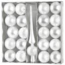 Globuri MagicHome Craciun, set, 21 buc, 6 cm, alb, topper brad, pe brad