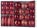 Globuri MagicHome Christmas, set, 31 buc, rosu, pe brad