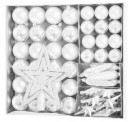 MagicHome bile de Crăciun, set, 50 buc, 4-5 cm, alb, stea, ghirlandă, con, pentru brad