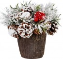 Ikebana MagicHome Craciun, cu peri inzapeziti, imitatie fecioara 18 cm