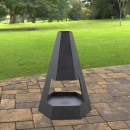 Incalzitor pentru terasa/gradina, Pyramid Hexagon Double KRO-1079, Otel, Negru, 1200x700x813 mm, grosime 3 mm
