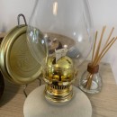 Lampa cu gaz lampant Vivatechnix Classic TR-1002A, rezervor sticla cu catifea, oglinda metal, Bej