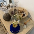 Lampa cu gaz lampant Vivatechnix Classic TR-1002Blue, rezervor sticla cu catifea, oglinda metal, Albastru