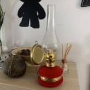Lampa cu gaz lampant Vivatechnix Classic TR-1002R, rezervor sticla cu catifea, oglinda metal, Rosu