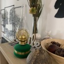 Lampa cu gaz lampant Vivatechnix Classic TR-1002V, rezervor sticla cu catifea, oglinda metal, Verde