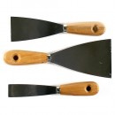 Set de cuțite de chit 3 buc (20mm, 50mm, 80mm) Strend Pro, mâner din lemn