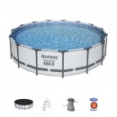 Set de piscină rotundă Bestway® Steel Pro MAX, 457x107 cm, filtru, scară de piscină, covoraș, prelata piscină