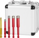 Set de tăietori Strend Pro Premium, 6-8-10-12 mm, HEX, burghie pentru sticlă de 6 mm, diamant, coroane, profesional