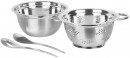 Set salata, MagicHome, 24 cm, 4 bucati - bol, sita, 2x oala, otel inoxidabil