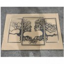 Set 3 decoratiuni perete Krodesign Tree Kiss, negru, 71 cm, grosime 2 mm