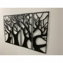 Set 4 decoratiuni metalice, de perete Krodesign 4 Panel Tree, Inaltime 76 cm, negru