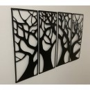 Set 4 decoratiuni metalice, de perete Krodesign 4 Panel Tree, Inaltime 76 cm, negru
