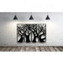 Set 4 decoratiuni metalice, de perete Krodesign 4 Panel Tree, Inaltime 76 cm, negru