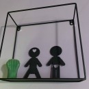 Set decoratiune semn toaleta, Krodesign Boy&Girl, lungime 16 cm, negru