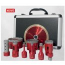 Set tăietori Strend Pro Premium, 6-8-10-20-35-50-68 mm, adaptor, lupă pentru orificii, disc, M14, diamant, coroane, profesional