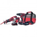 Set Worcraft SW-02, S20LI, 1x ferăstrău alternativ, 1x polizor unghiular 1x burghiu, 2x acumulator, 1x încărcător