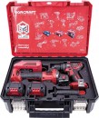 Set Worcraft XCUBE001 Toolbox, șurubelniță + polizor unghiular 125 mm, 2x baterie 4,0 Ah, 1x încărcător