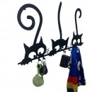 Suport chei cu 5 agatatori, Krodesign Three Cats KRO-1129, 60x30 cm, Negru