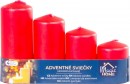 Lumanare MagicHome, Craciun, Advent, rosu, 48 mm 60/80/100/120 mm, ambalaj. 4 buc