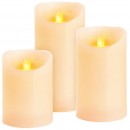 Lumanari de Craciun MagicHome, set de 3, LED, 3xAAA, ceara reala, iluminare simpla, cronometru, flacara in miscare, 7,5x10; 12,5; 15 cm