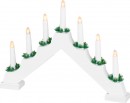Sfeșnic de Crăciun MagicHome, 7x LED alb cald, alb, 2xAA, interior, 39x4,5x29 cm