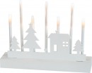 Sfeșnic de Crăciun MagicHome, 8 LED alb cald, 2xAA, MDF, interior, 24x5,5x18 cm