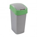 Coș de gunoi Curver® FLIP BIN 25L, gri-argintiu/verde