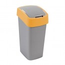 Coș de gunoi Curver® FLIP BIN 50L, gri-argintiu/galben