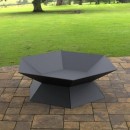 Vatra pentru terasa/gradina, Hexagon Fire Pit KRO-1072, Otel, Negru, diametru 870 mm, grosime 3 mm