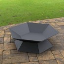 Vatra pentru terasa/gradina, Hexagon Fire Pit KRO-1072, Otel, Negru, diametru 870 mm, grosime 3 mm