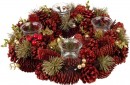 Coronita de Craciun MagicHome, naturala, rosu, Advent, 37x9 cm