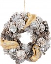 Coronita de Craciun MagicHome, naturala, crem, agatata, 33x9 cm